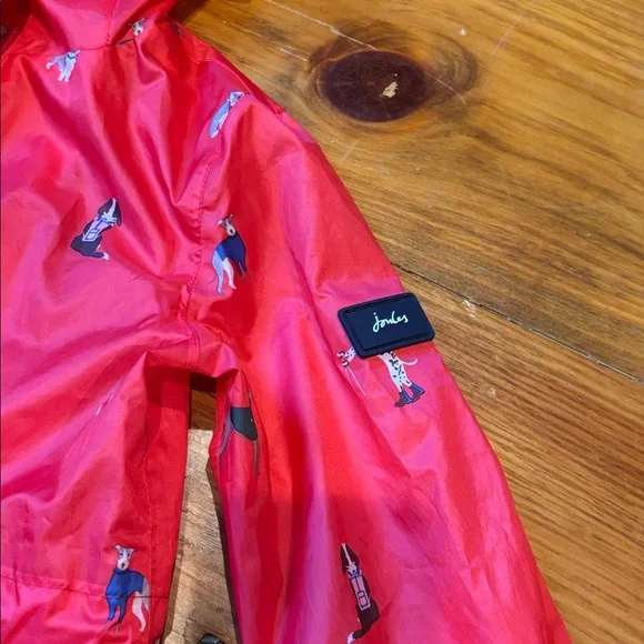 JOULES Unisex 6 Red Puppy Dog Printed Rain Jacket Coat Long Fit Hooded - Picture 6 of 10